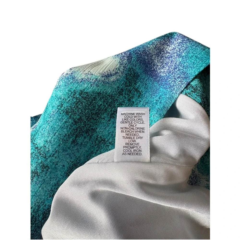Cato‎ Skirt Womens 14 Blue Teal Abstract Flowy Flounce Hem Lined A-Line